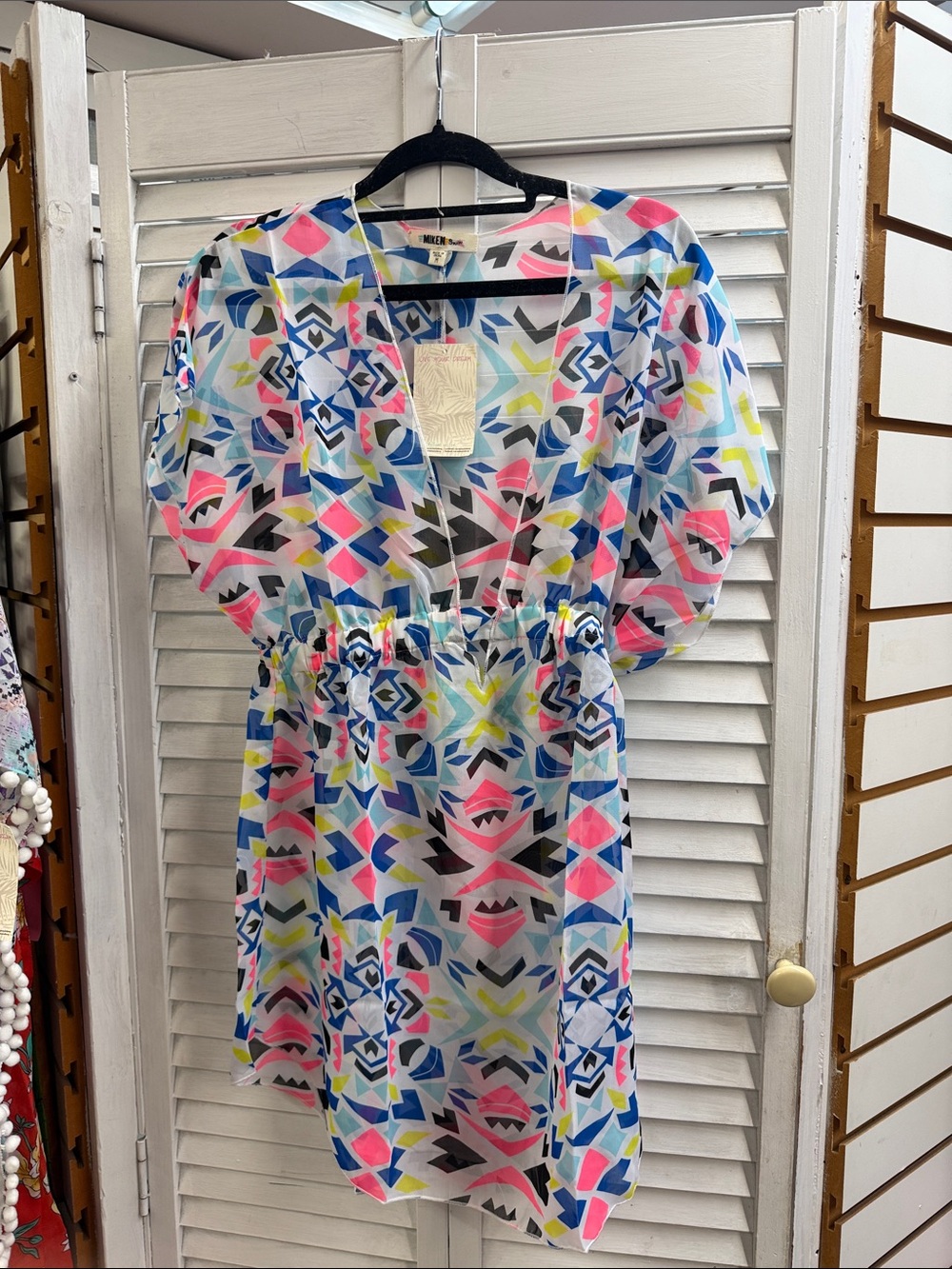 Bright Geo-Print Short Dress in Multi-Color